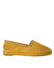Dolce & Gabbana Yellow Taormina Lace Espadrille Loafers Flats Shoes