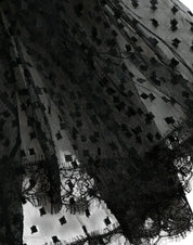 Dolce & Gabbana Black Nylon Lace Trim High Waist A-line Skirt