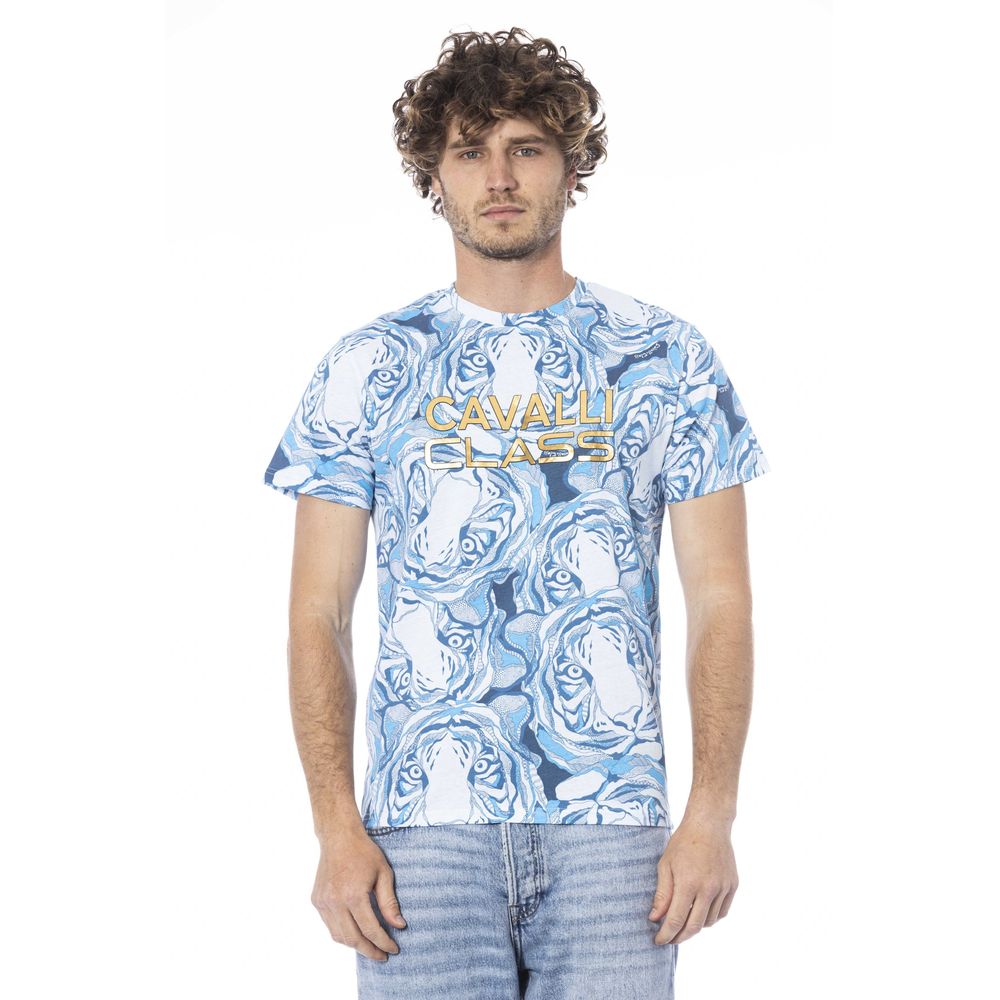 Cavalli Class Light Blue Cotton Men T-Shirt