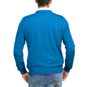 La Martina Blue Cotton Men Sweater