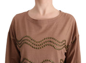 John Galliano Brown Cotton Studded Sweater