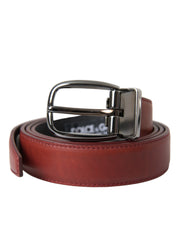 Dolce & Gabbana Brown Leather Silver Metal Buckle Belt Men