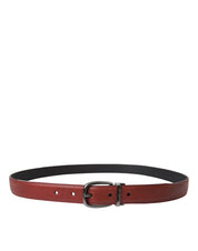 Dolce & Gabbana Brown Leather Silver Metal Buckle Belt Men