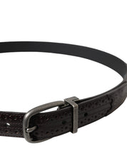 Dolce & Gabbana Dark Brown Perforated Leather Metal Buckle Belt Men