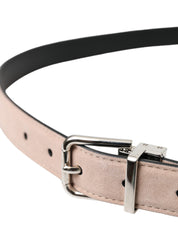 Dolce & Gabbana Beige Suede Leather Silver Buckle Belt Men