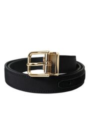 Dolce & Gabbana Black Gros Grain Gold Metal Buckle Belt Men