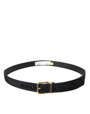 Dolce & Gabbana Black Gros Grain Gold Metal Buckle Belt Men