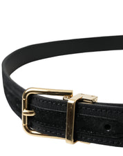 Dolce & Gabbana Black Gros Grain Gold Metal Buckle Belt Men