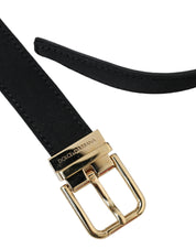 Dolce & Gabbana Black Gros Grain Gold Metal Buckle Belt Men