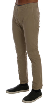 Daniele Alessandrini Beige Slim Fit Chinos for Sophisticated Style