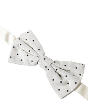 Dolce & Gabbana White Black Polka Dot Polyester Bow Tie Men