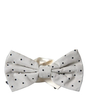 Dolce & Gabbana White Black Polka Dot Polyester Bow Tie Men