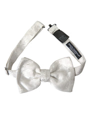 Dolce & Gabbana White Floral Silk Adjustable Men Neck Bow Tie