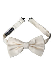 Dolce & Gabbana Off White Silk Adjustable Neck Men Bow Tie