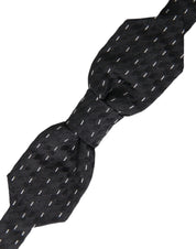 Dolce & Gabbana Black White Stitched Silk Men Neck Bow Tie