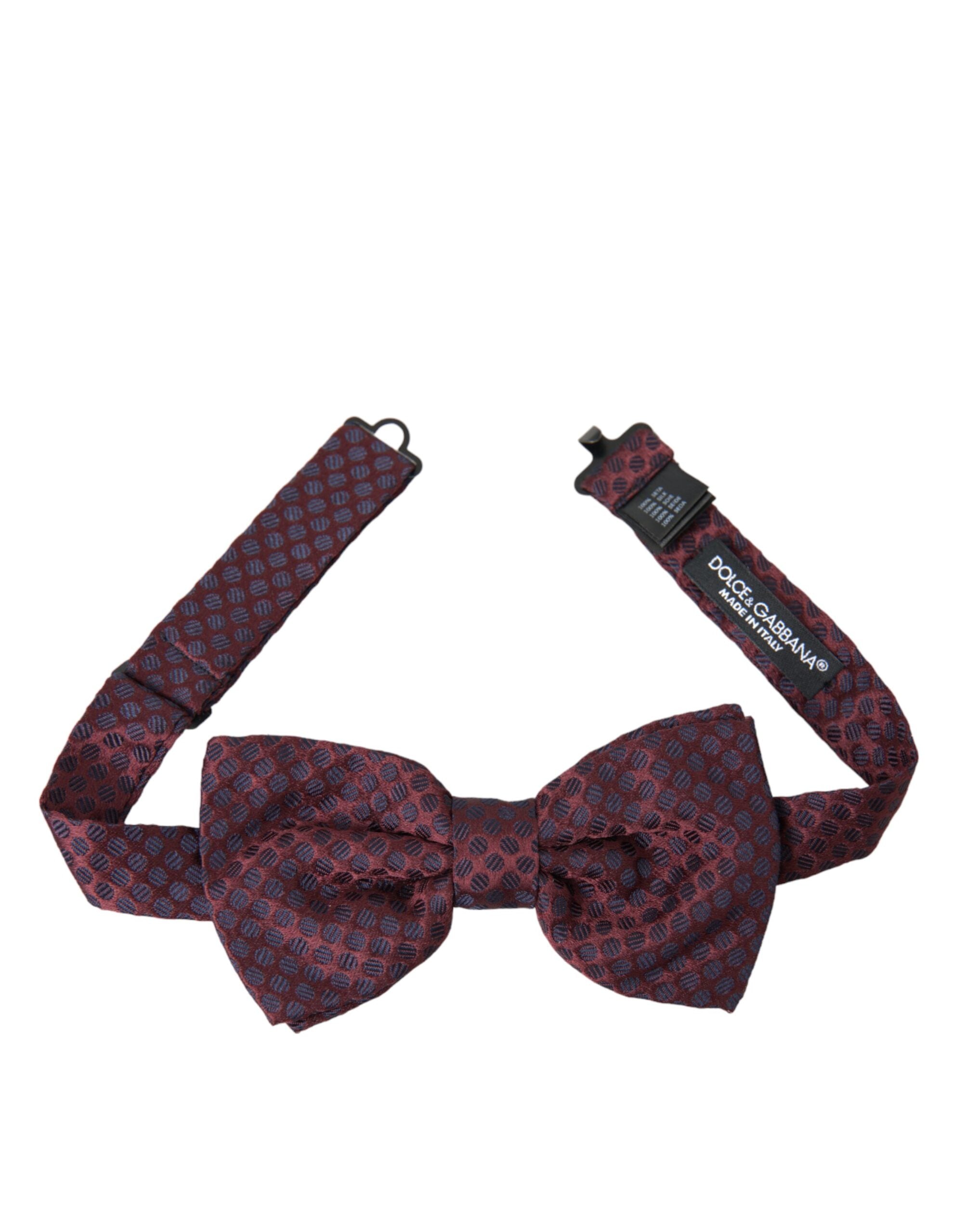 Dolce & Gabbana Maroon Polka Dots Silk Adjustable Neck Bow Tie