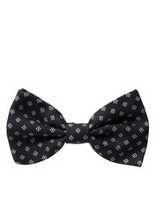 Dolce & Gabbana Black Patterned Silk Adjustable Neck Men Bow Tie