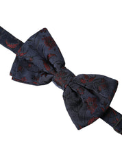 Dolce & Gabbana Blue Floral Brocade Adjustable Neck Men Bow Tie