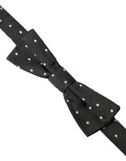 Dolce & Gabbana Black White Polka Dot Silk Men Neck Bow Tie