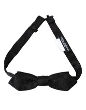 Dolce & Gabbana Black Brocade Silk Adjustable Neck Bow Tie