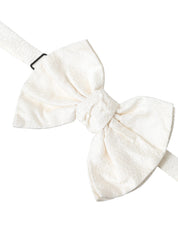 Dolce & Gabbana White Textured Cotton Adjustable Neck Bow Tie