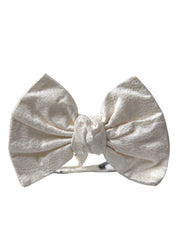 Dolce & Gabbana White Textured Cotton Adjustable Neck Bow Tie