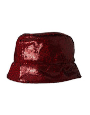 Dolce & Gabbana Red Sequined Nylon Bucket Hat Men