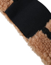 Dolce & Gabbana Brown Black Fleece Wool Head Band Hat Men