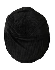 Dolce & Gabbana Black Corduroy Crown Newsboy Hat Men