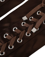 Dolce & Gabbana Brown Acetate Lace Up Fingerless Gloves