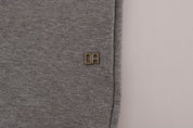 Daniele Alessandrini Gray Pullover Hodded Cotton Sweater