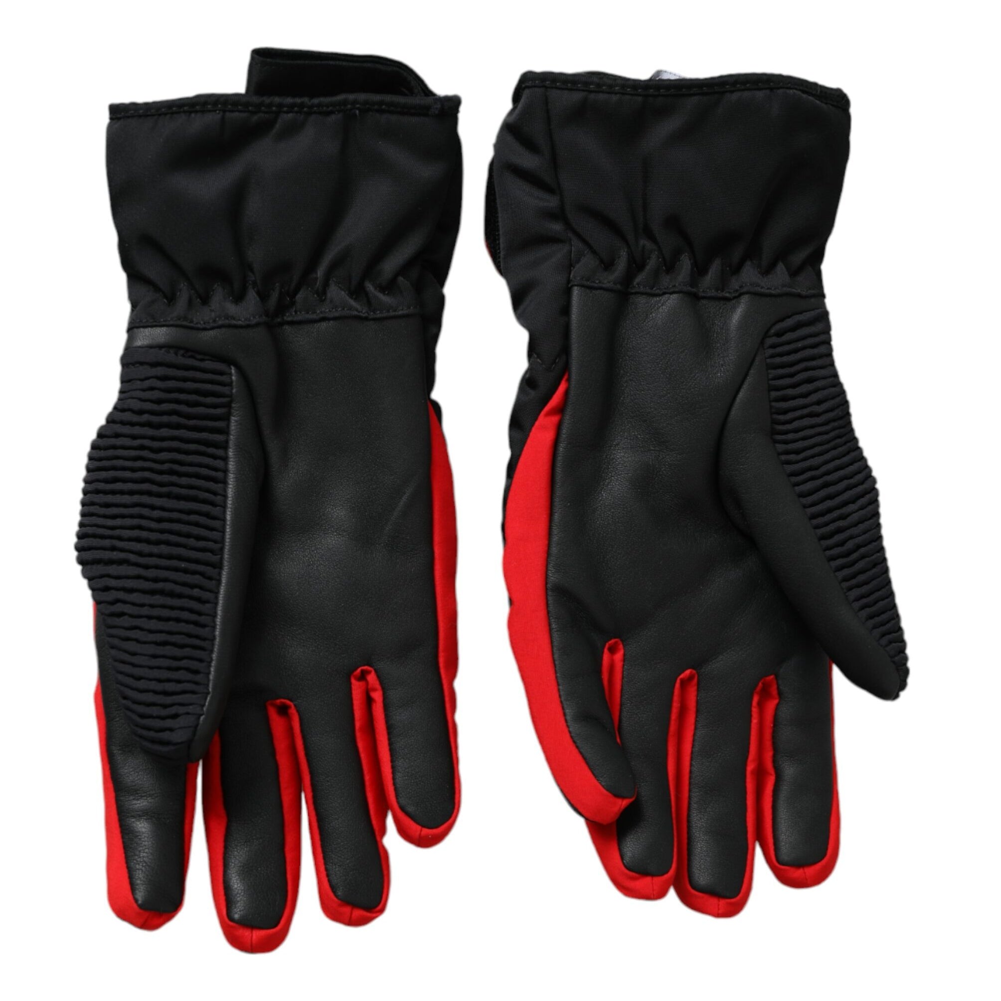 "Dolce & Gabbana Black Red Nylon Gloves – Luxury Style
"