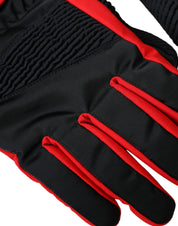 Dolce & Gabbana Black Red Nylon Wrist Length Gloves