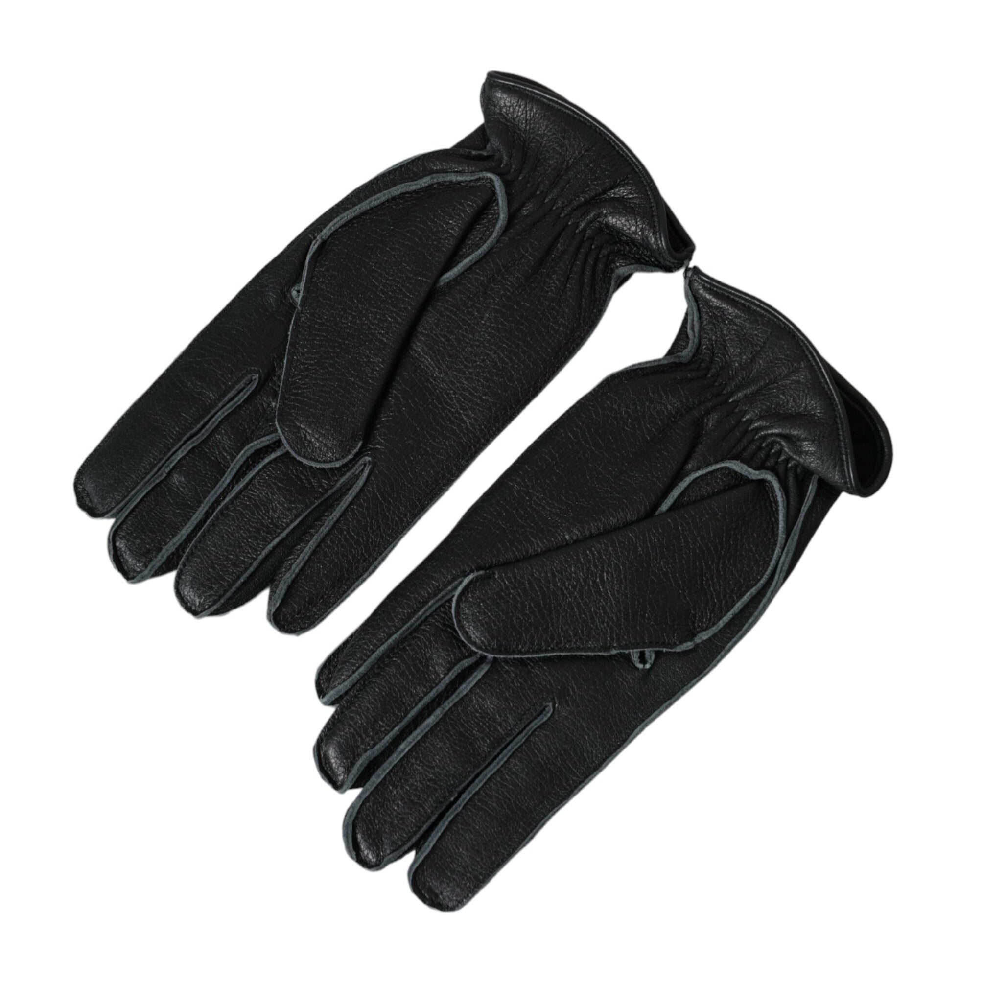 Dolce & Gabbana Black Deer Leather Biker Gloves – Cashmere Lined