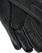 Dolce & Gabbana Black Deer Leather Wrist Length Gloves