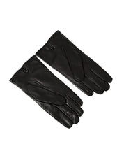 Dolce & Gabbana Black Leather Embossed Logo Short Hands Gloves