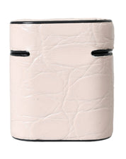 Dolce & Gabbana Light Pink Leather Metal Logo Plaque Airpods Case