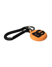 Dolce & Gabbana Orange Rubber DG Logo Round Brass Metal Keyring Keychain