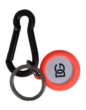 Dolce & Gabbana Red Orange Rubber DG Logo Round Metal Keyring Keychain