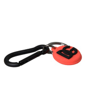 Dolce & Gabbana Red Orange Rubber DG Logo Round Metal Keyring Keychain