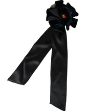 Dolce & Gabbana Black Silk Gold Brass Floral Hair Pin Brooch