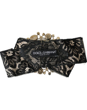 Dolce & Gabbana Black Lace Crystal Handmade Brooch Hair Pin