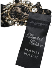 Dolce & Gabbana Black Lace Crystal Handmade Brooch Hair Pin