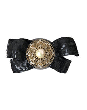 Dolce & Gabbana Black Sequin Pearl Handmade Brooch Hair Pin