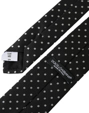 Dolce & Gabbana Black White Polka Dots 100% Silk Necktie Face Mask