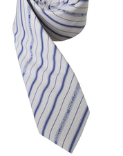 Dolce & Gabbana White Blue Stripes Silk Adjustable Tie