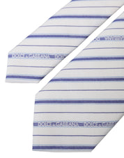 Dolce & Gabbana White Blue Stripes Silk Adjustable Tie