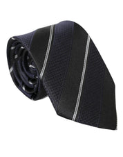 Dolce & Gabbana Black White Stripes Silk Adjustable Tie