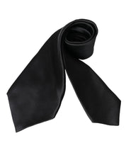 Dolce & Gabbana Black Solid Silk Adjustable Tie Men