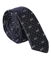 Dolce & Gabbana Blue DG Logo 100% Silk Adjustable Tie